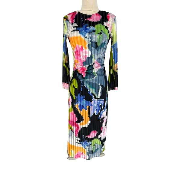 STINE GOYA Dress Blackley Pleated Midi in Artistic Floral Velvet Size XS - Picture 1 of 6